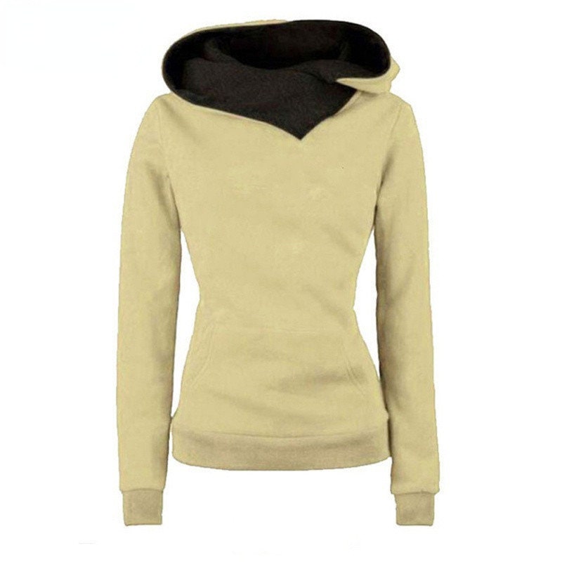 Women's Pastel yellow hoodie, Front pockets and black lining interior, Slim fit hoodie, jumper, women's jumper, women's hoodie.